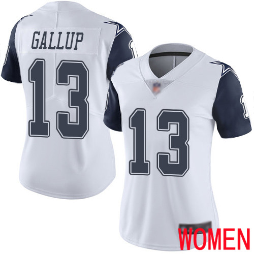 Women Dallas Cowboys Limited White Michael Gallup #13 Rush Vapor Untouchable NFL Jersey->women nfl jersey->Women Jersey